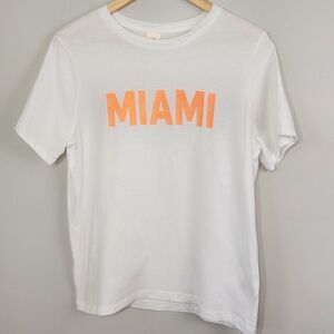 H&M White Tee Shirt with Orange Miami Graphic Size M Like New